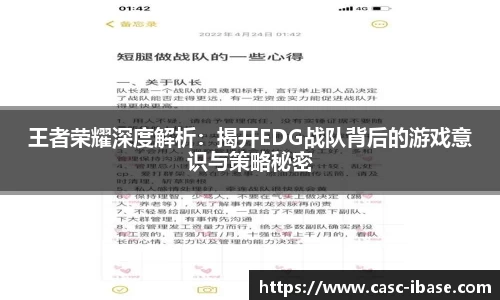 王者荣耀深度解析：揭开EDG战队背后的游戏意识与策略秘密