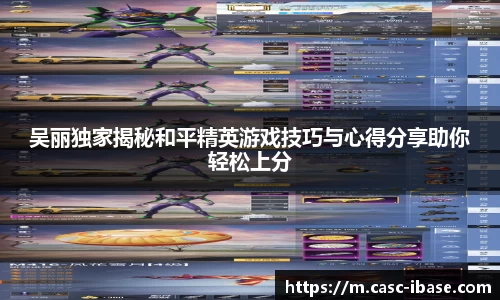 吴丽独家揭秘和平精英游戏技巧与心得分享助你轻松上分