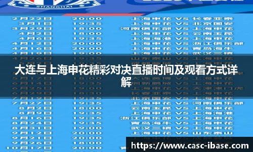 大连与上海申花精彩对决直播时间及观看方式详解